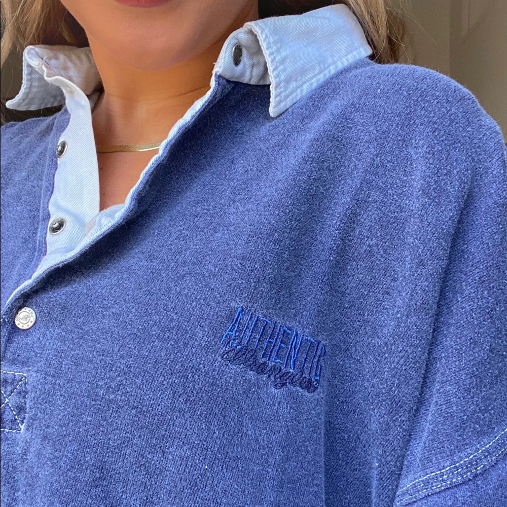 Vintage Authentic Wrangler Soft Collared Blue Long Sleeve